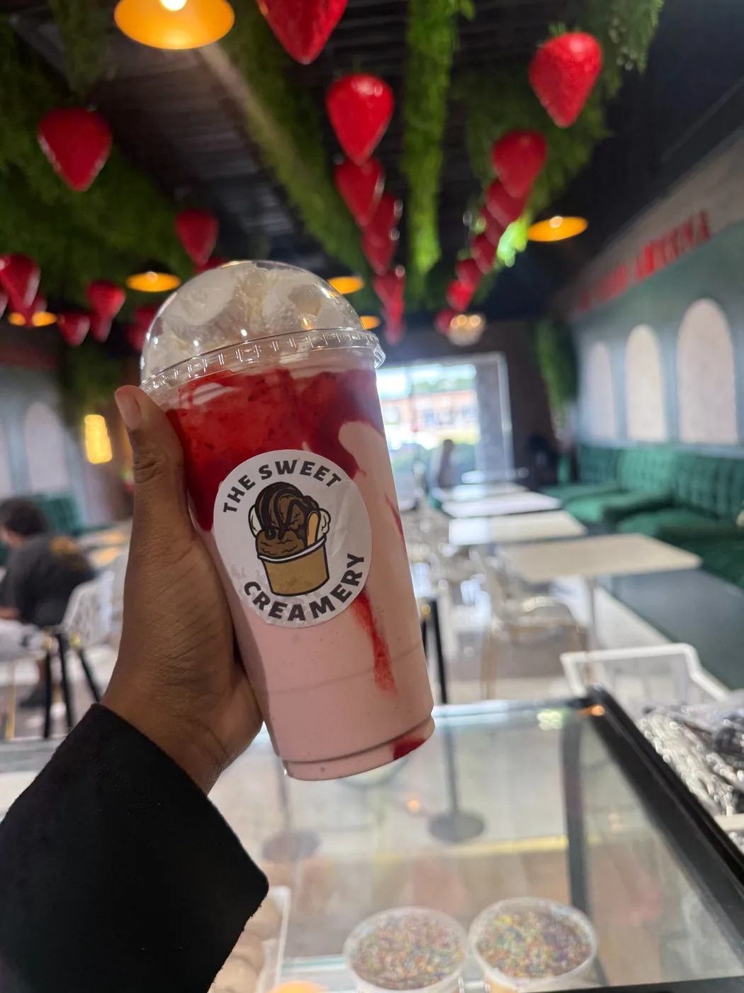 Strawberry cheesecake milkshake from The Sweet Creamery